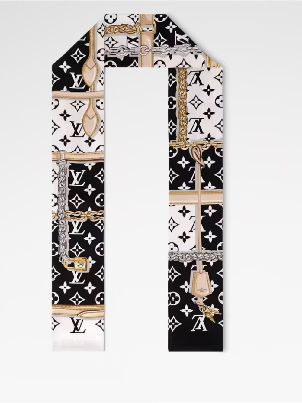 Louis Vuitton Monogram Confidential Bandeau- Black, White & Gold Silk
